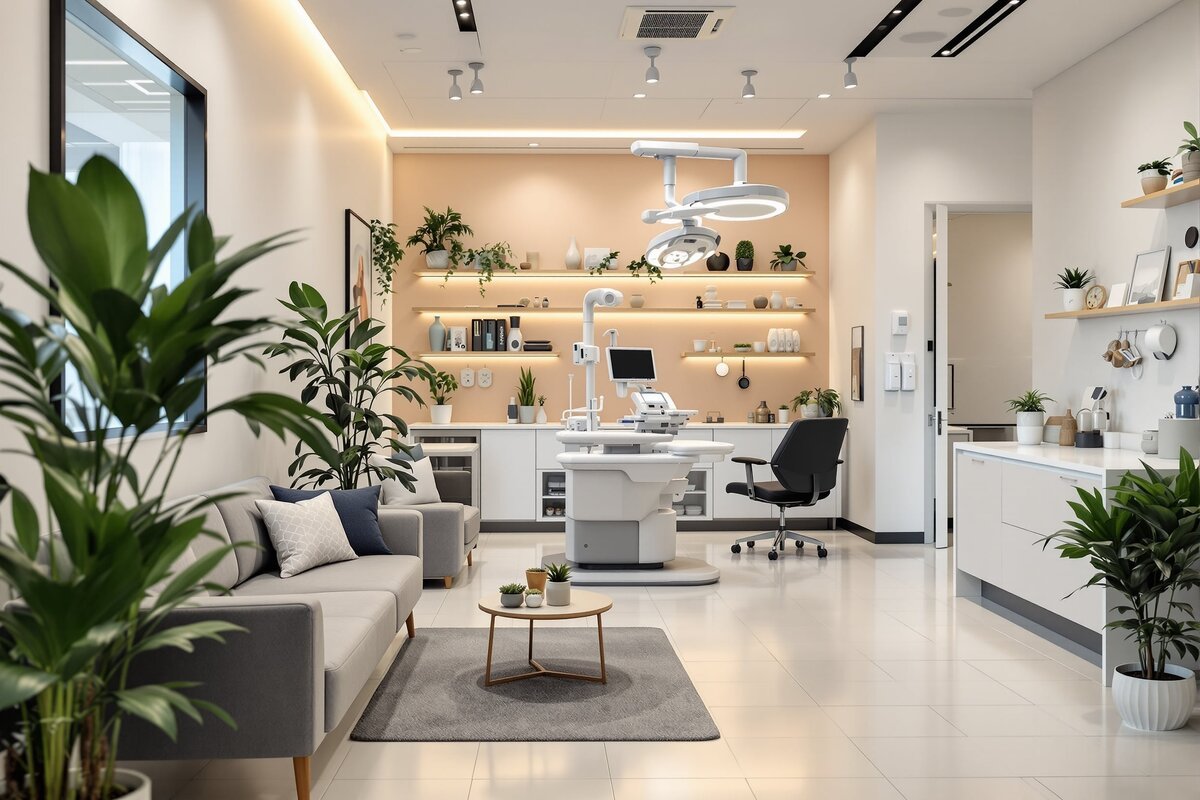 Interior moderno da clínica veterinária